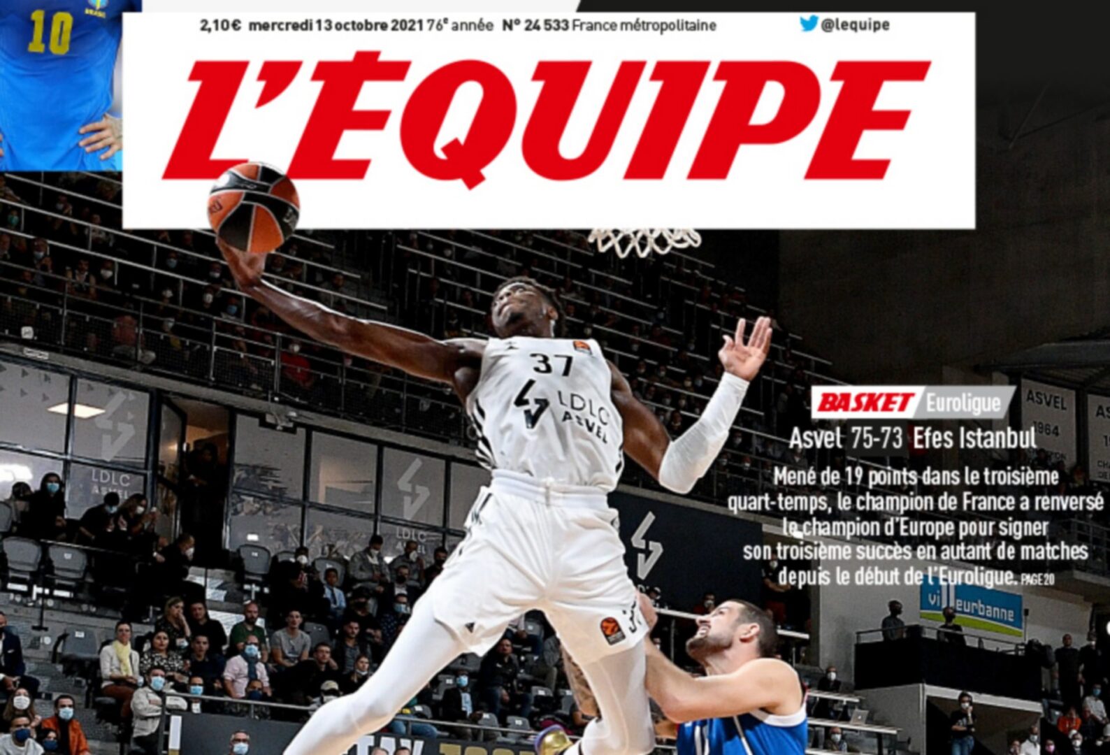 Πρωτοσέλιδο στην “Equipe” έγινε ο Κώστας Αντετοκούνμπο! (pic)
