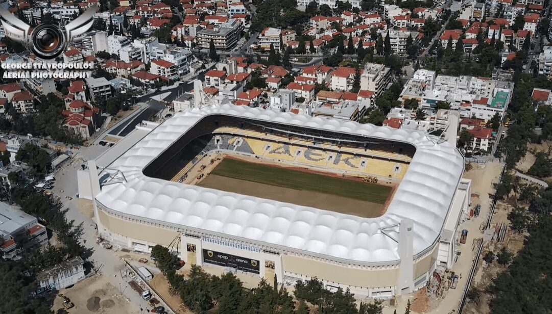 «Opap Arena – Αγιά Σοφιά»: Φοβερά πλάνα πάνω από το γήπεδο που ολοκληρώνεται (vid)