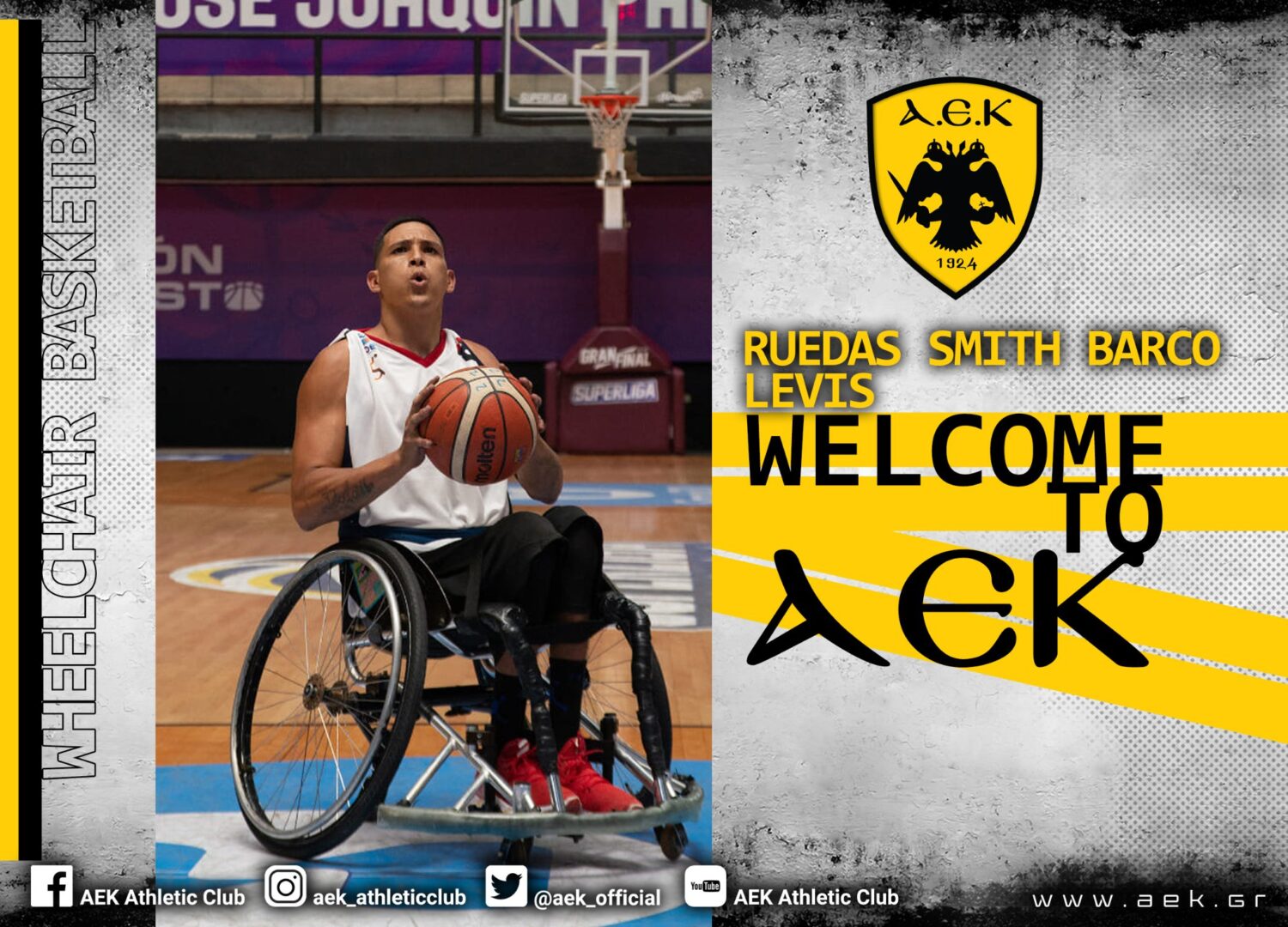 Μπάσκετ με αμαξίδιο: Στην ΑΕΚ ο Λέβις Μπάρκο Ρουέντας Σμιθ!