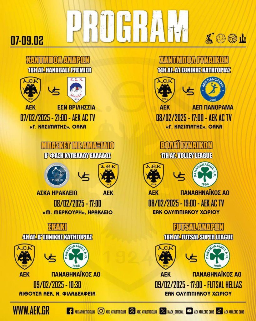 ΑΕΚ Ερασιτεχνική: Οι «κιτρινόμαυρες» αναμετρήσεις του τριημέρου