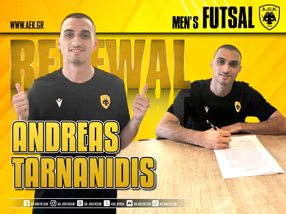 ΑΕΚ – Futsal: Ανανέωσε ο Ανδρέας Ταρνανίδης για δύο χρόνια