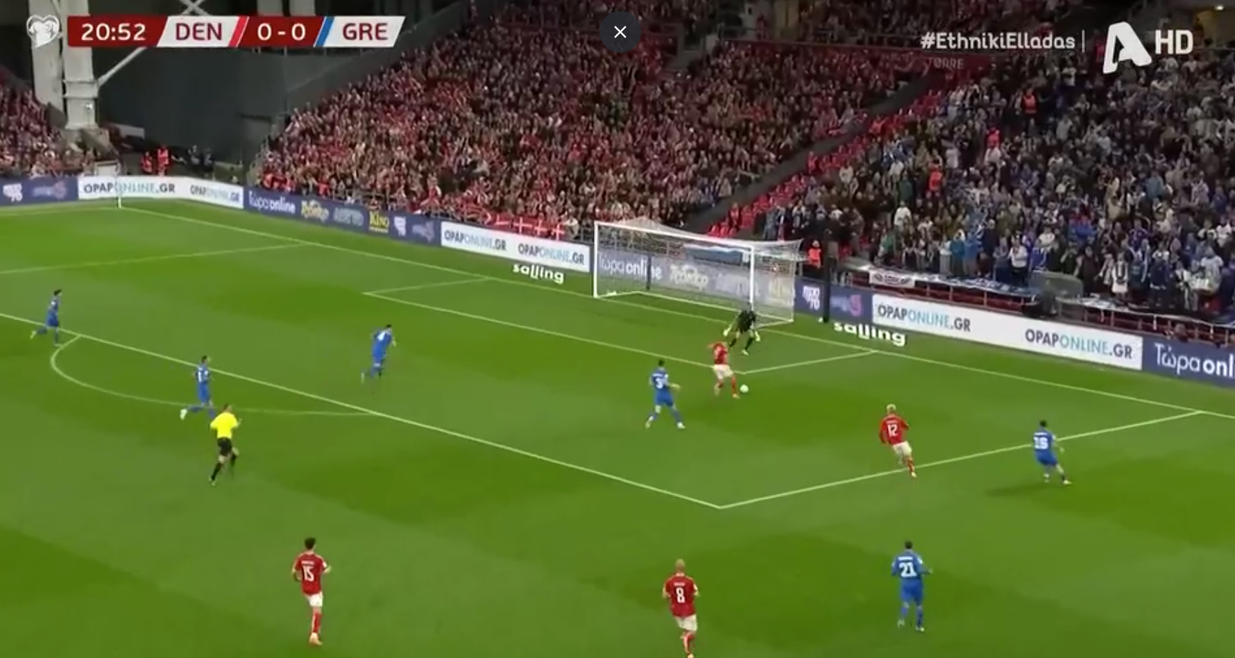 Δανία – Ελλάδα: Ολέθριο λάθος του Ζαφείρη φέρνει το 1-0 για τους Δανούς (vid)