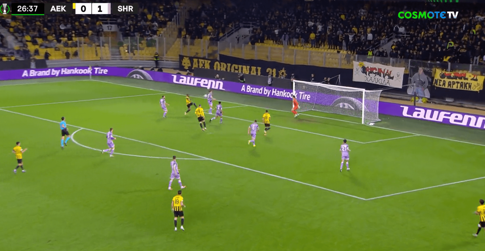 ΑΕΚ – Σάμροκ Ρόβερς: Ο Κουτέσα κοντά στο γκολ, έδιωξε με το πόδι ο τερματοφύλακας (vid)