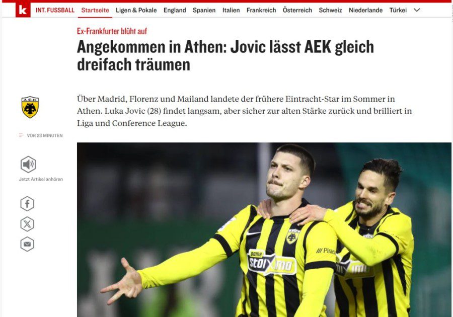 Αποθέωση του Γιόβιτς από το «Kicker»!