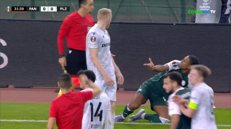 Παναθηναϊκός – Βικτόρια Πλζεν: Η δεύτερη κίτρινη που έφερε την αποβολή του Γιεμέλκα (VIDEO)