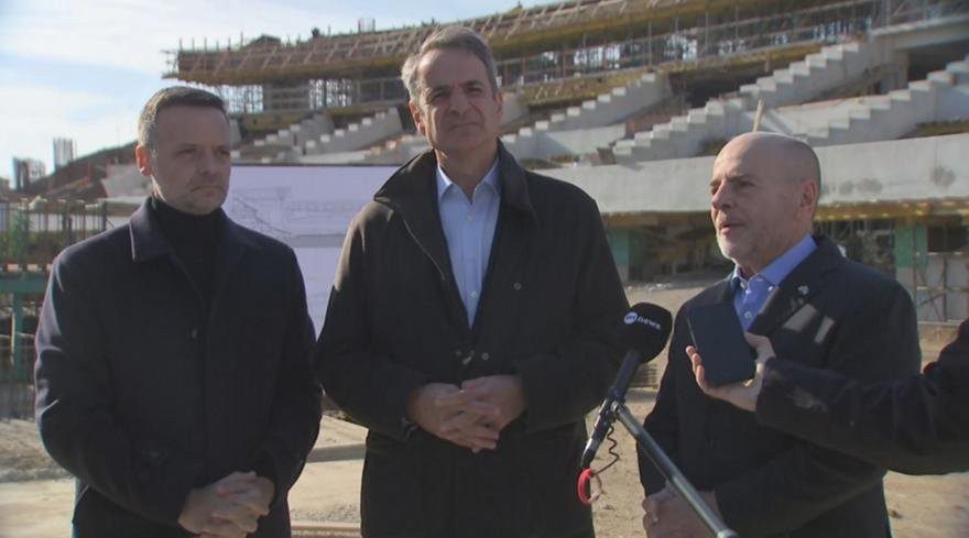 Αυτοψία στον Βοτανικό: Αλαφούζος, Μητσοτάκης και Δούκας στο εργοτάξιο του νέου γηπέδου
